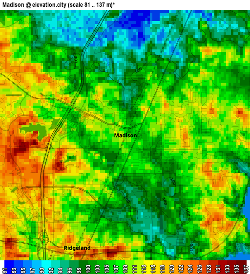 Madison elevation map