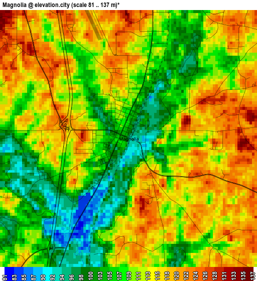 Magnolia elevation map