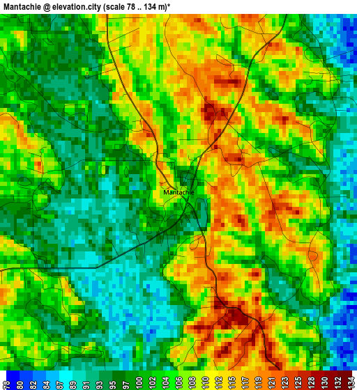 Mantachie elevation map