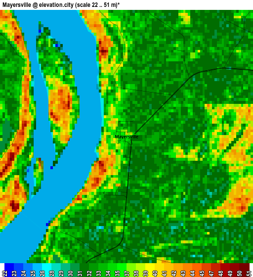 Mayersville elevation map