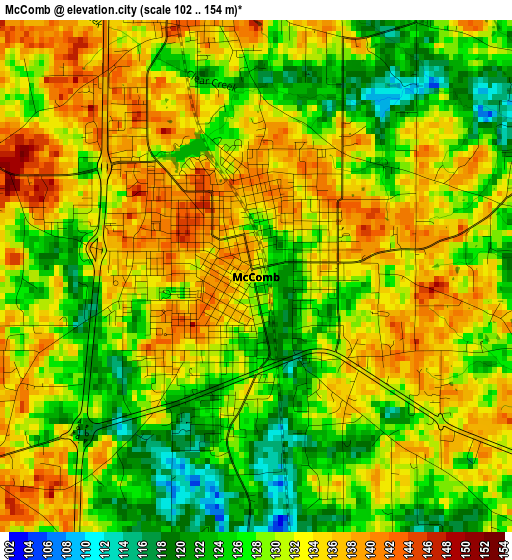 McComb elevation map