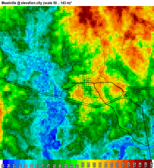 Meadville elevation map