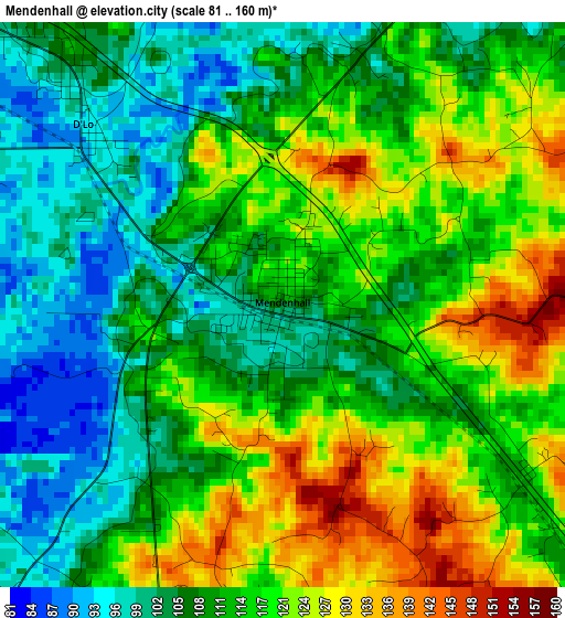 Mendenhall elevation map