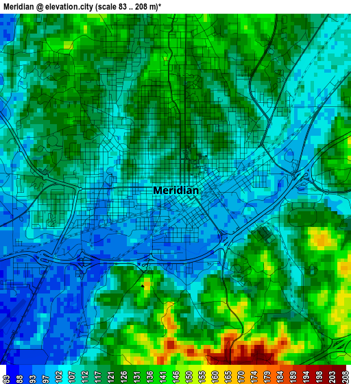 Meridian elevation map