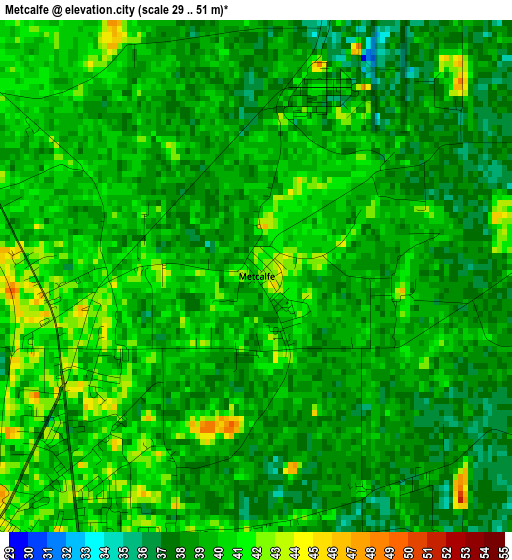 Metcalfe elevation map