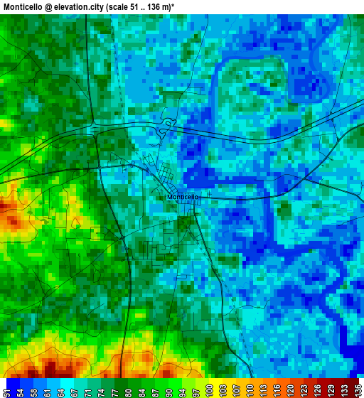 Monticello elevation map