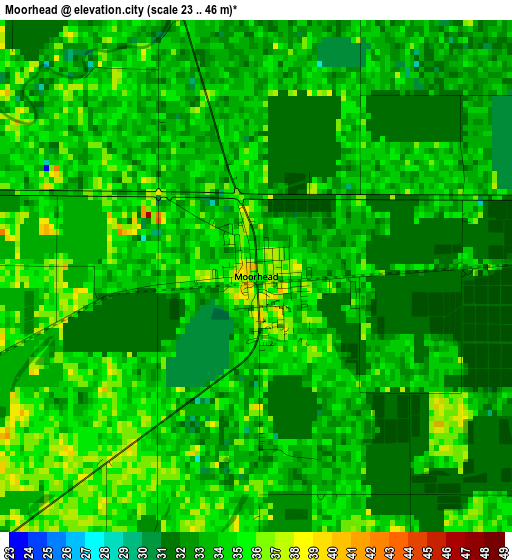 Moorhead elevation map