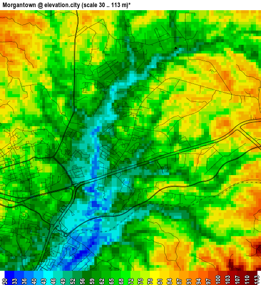 Morgantown elevation map