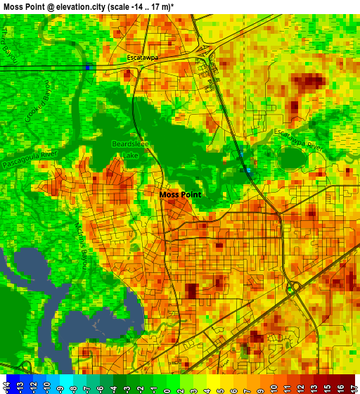 Moss Point elevation map