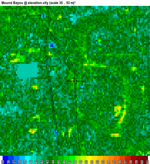 Mound Bayou elevation map