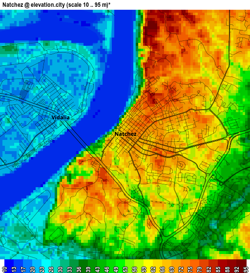 Natchez elevation map