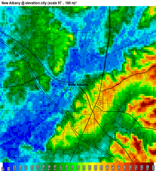 New Albany elevation map