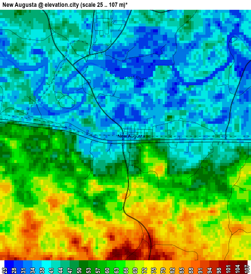 New Augusta elevation map