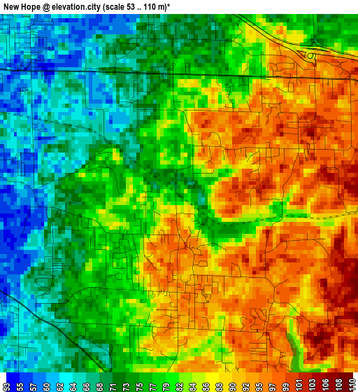 New Hope elevation map