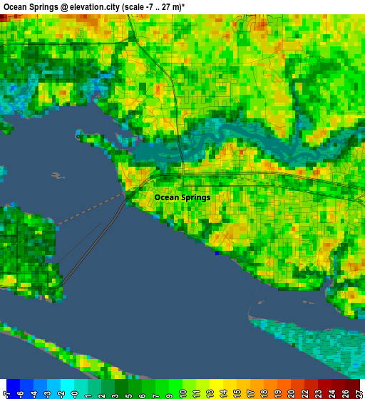 Ocean Springs elevation map