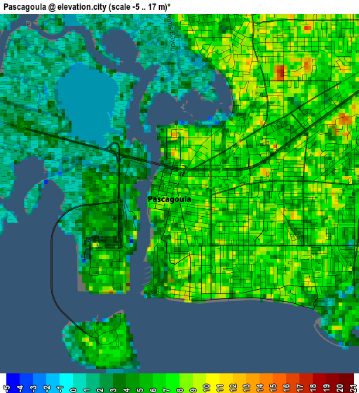 Pascagoula elevation map