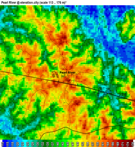 Pearl River elevation map