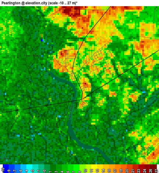 Pearlington elevation map