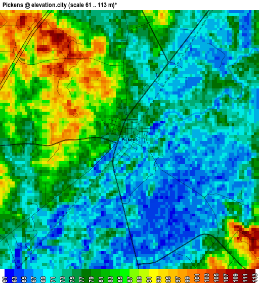 Pickens elevation map