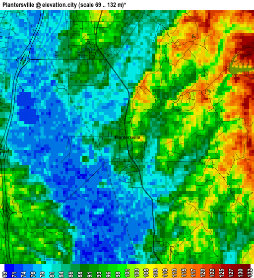 Plantersville elevation map