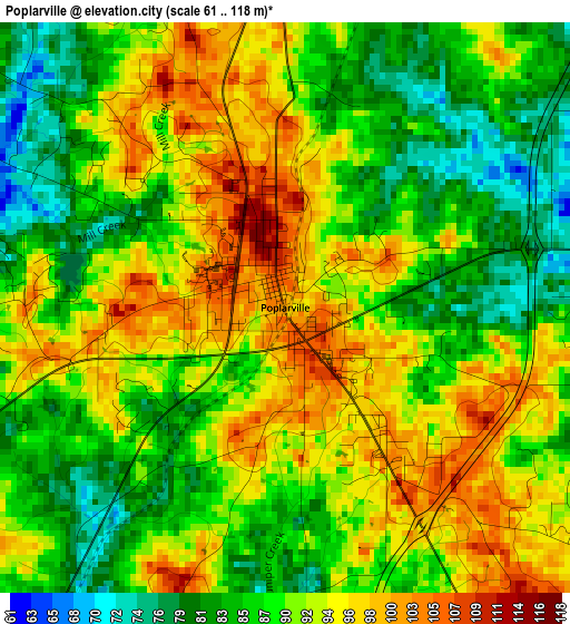 Poplarville elevation map