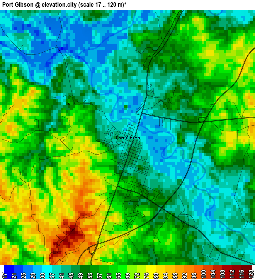 Port Gibson elevation map