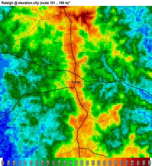 Raleigh elevation map