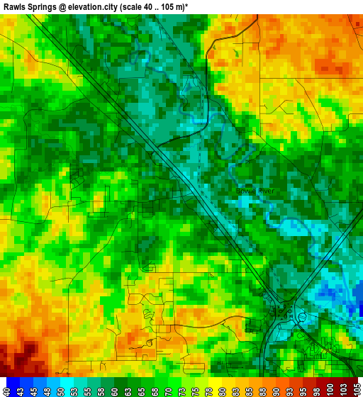 Rawls Springs elevation map