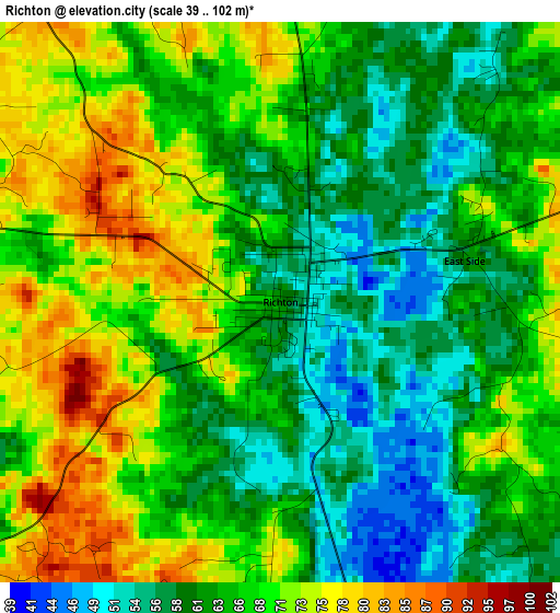 Richton elevation map