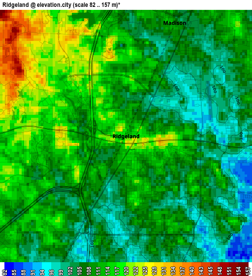 Ridgeland elevation map