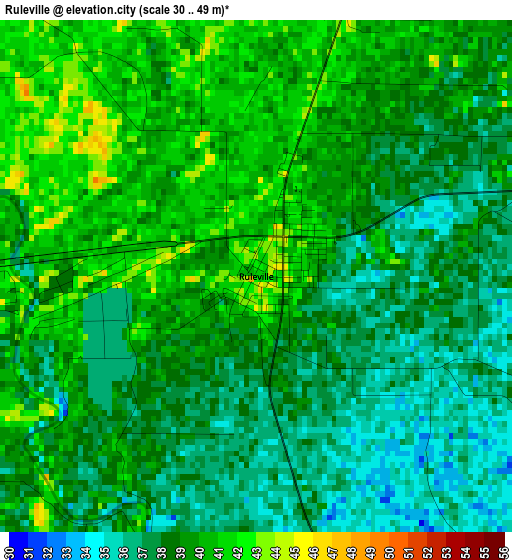 Ruleville elevation map