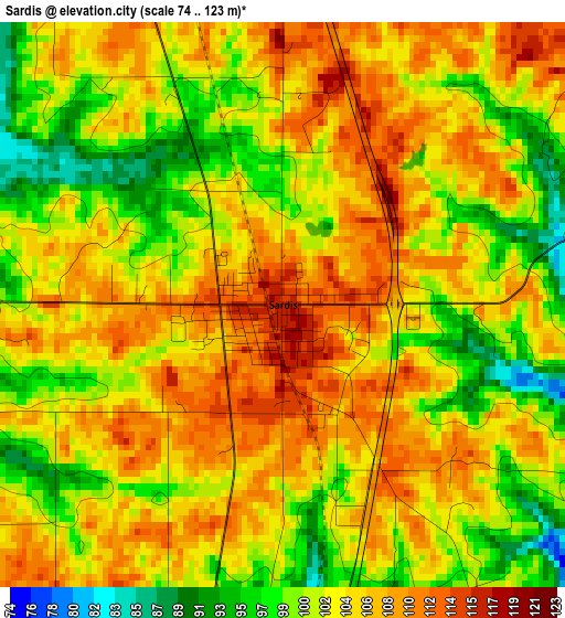 Sardis elevation map