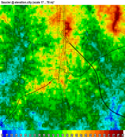 Saucier elevation map