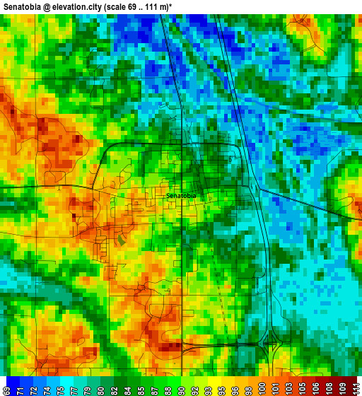 Senatobia elevation map