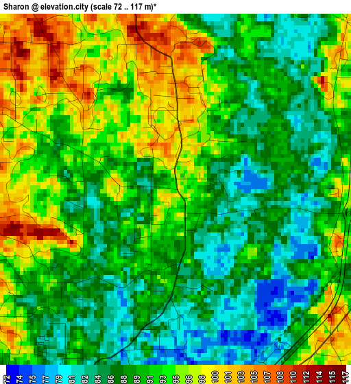 Sharon elevation map