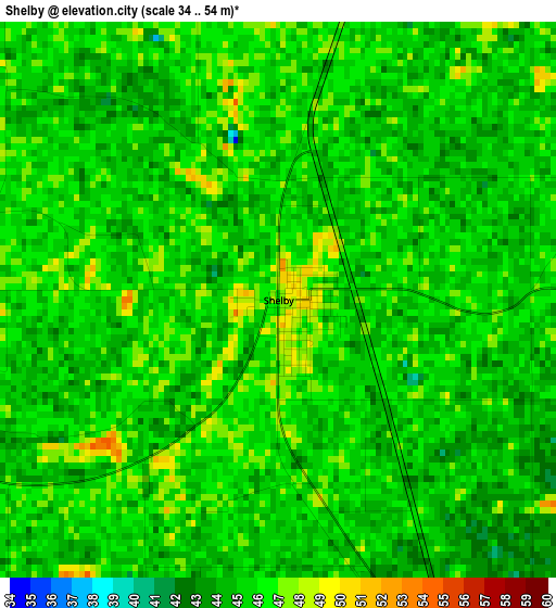 Shelby elevation map