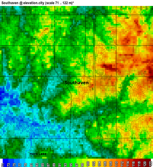 Southaven elevation map
