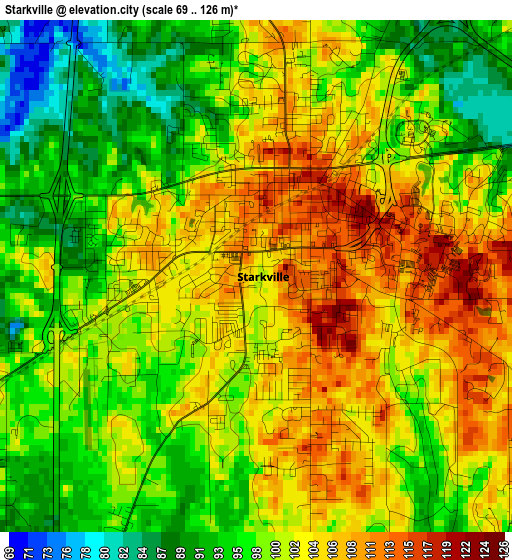 Starkville elevation map