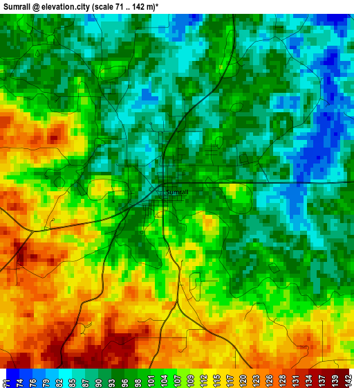 Sumrall elevation map