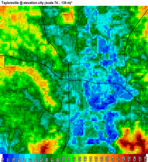 Taylorsville elevation map