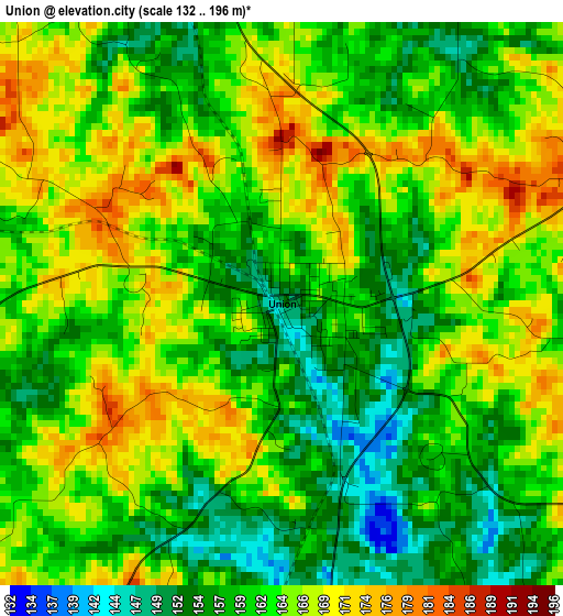 Union elevation map