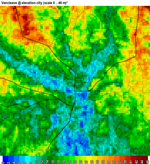 Vancleave elevation map