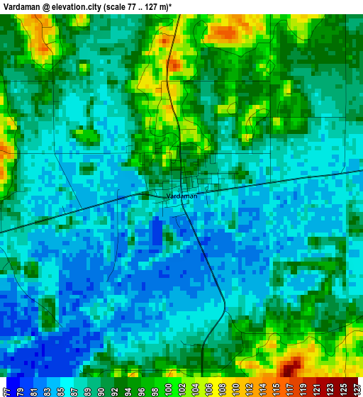 Vardaman elevation map