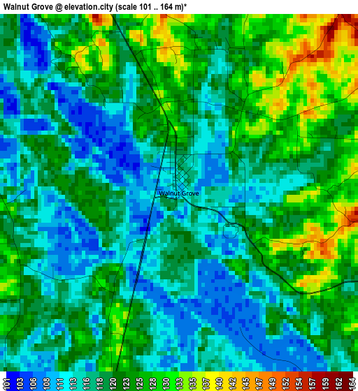 Walnut Grove elevation map