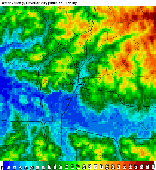 Water Valley elevation map