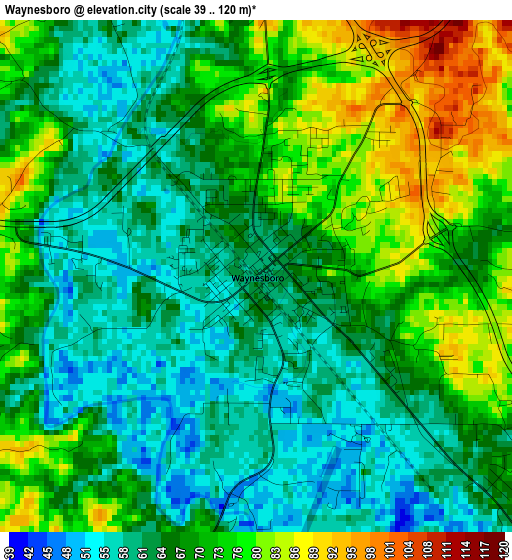 Waynesboro elevation map