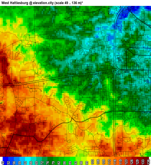 West Hattiesburg elevation map