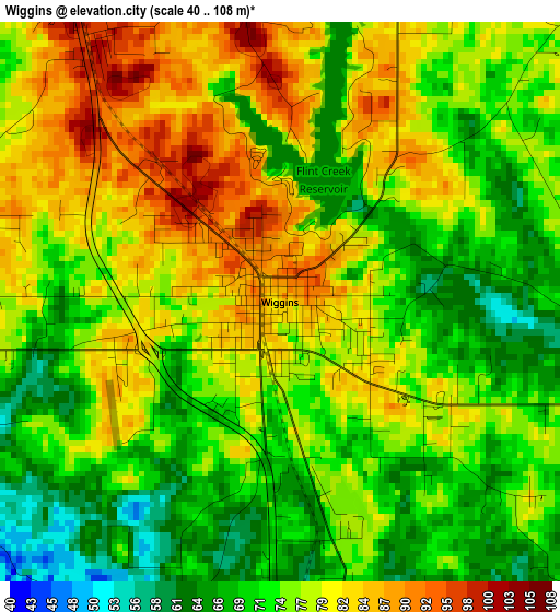 Wiggins elevation map