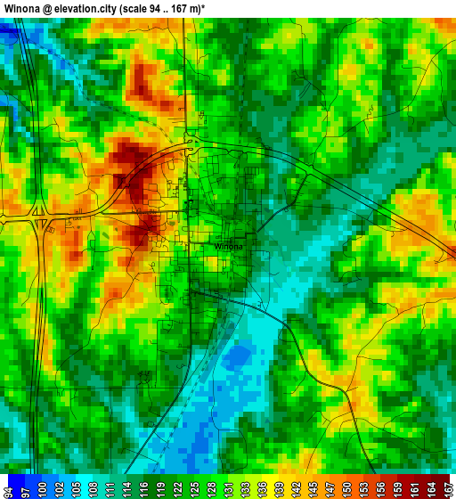 Winona elevation map