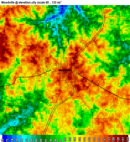 Woodville elevation map